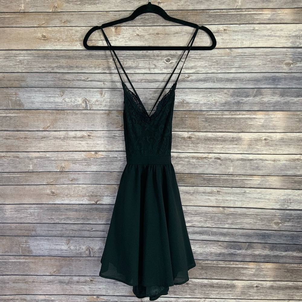 Tobi Black Cocktail Dress, Open Back